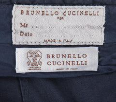Brunello Cucinelli Navy Blue Solid Cotton Pants - Slim - (BC312241) - Parent