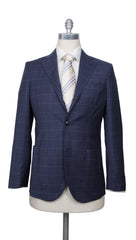 Barba Napoli Blue Wool Window Pane Suit - (BN32225) - Parent