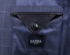 Barba Napoli Blue Wool Window Pane Suit - (BN32225) - Parent