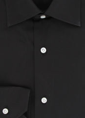 Barba Napoli Black Solid Cotton Shirt - Slim - (BN919233) - Parent
