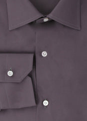 $350 Barba Napoli Dark Gray Solid Cotton Shirt - Slim - (BN9122310) - Parent