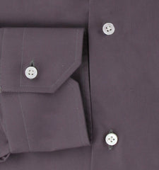 $350 Barba Napoli Dark Gray Solid Cotton Shirt - Slim - (BN9122310) - Parent