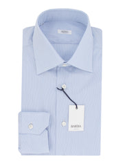 Barba Napoli Light Blue Striped Cotton Shirt - Slim - 18/45 - (BN919234)