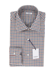 $350 Barba Napoli Brown Check Cotton Shirt - Slim - (BN9122312) - Parent