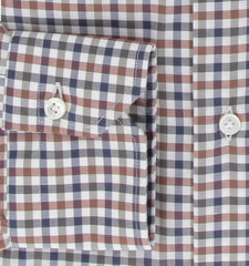 $350 Barba Napoli Brown Check Cotton Shirt - Slim - (BN9122312) - Parent