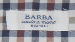 $350 Barba Napoli Brown Check Cotton Shirt - Slim - (BN9122312) - Parent