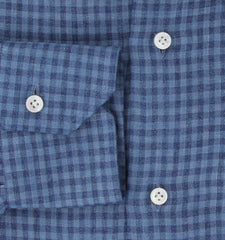 Barba Napoli Blue Check Linen Shirt - Slim - (BN912238) - Parent