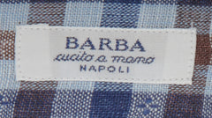 $350 Barba Napoli Blue Check Cotton Shirt - Slim - (BN9122313) - Parent