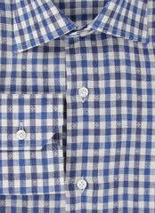 $350 Barba Napoli Blue Check Cotton Shirt - Slim - (BN9122314) - Parent