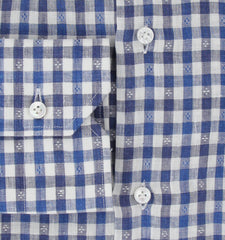 $350 Barba Napoli Blue Check Cotton Shirt - Slim - (BN9122314) - Parent