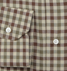 Barba Napoli Brown Plaid Cotton Shirt - Slim - (BN45233) - Parent
