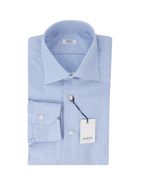 Barba Napoli Light Blue Micro-Check Shirt - Slim - (BN9122311) - Parent