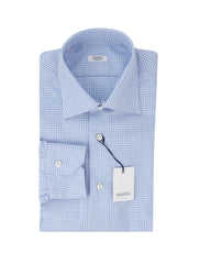 $350 Barba Napoli Light Blue Micro-Check Shirt - Slim - (BN9122311) - Parent