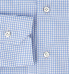 $350 Barba Napoli Light Blue Micro-Check Shirt - Slim - (BN9122311) - Parent