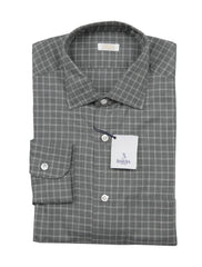 Barba Napoli Olive Green Plaid Shirt - Slim - S US/S EU - (BN330239)