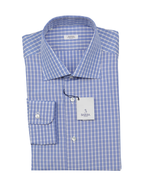 Barba Napoli Blue Plaid Cotton Shirt - Slim - (BN45234) - Parent