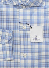 Barba Napoli Light Blue Plaid Cotton Shirt - Slim - (BN45236) - Parent