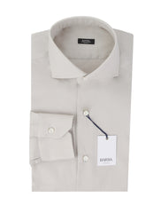 $350 Barba Napoli Beige Solid Shirt - Extra Slim - (BN9122319) - Parent
