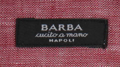$350 Barba Napoli Red Solid Linen Shirt - Extra Slim - (BN9122316) - Parent