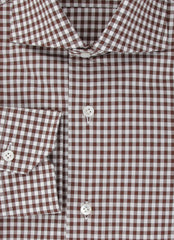 $350 Barba Napoli Brown Micro-Check Shirt - Extra Slim - (BN9122315) - Parent