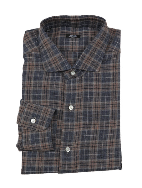 Barba Napoli Brown Plaid Shirt - Extra Slim - (BN11122212) - Parent
