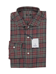 Barba Napoli Red Plaid Cotton Shirt - Extra Slim - (BN11122210) - Parent