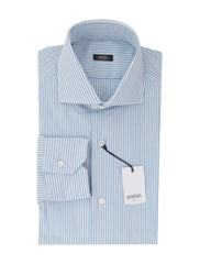 Barba Napoli Light Blue Striped Shirt - Extra Slim - 15/38 - (BN9122320)