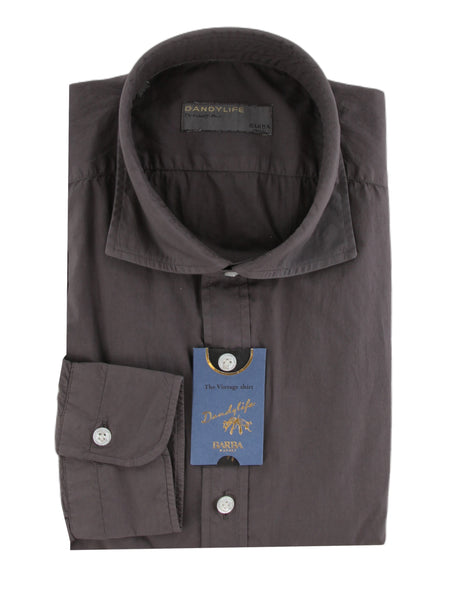 $375 Barba Napoli Gray Solid Cotton Shirt - Extra Slim - (BN916257) - Parent