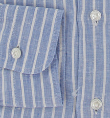 $375 Barba Napoli Light Blue Linen Shirt - Extra Slim - (BN115268) - Parent