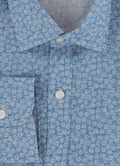 $375 Barba Napoli Blue Floral Linen Shirt - Extra Slim - (BN1231251) - Parent