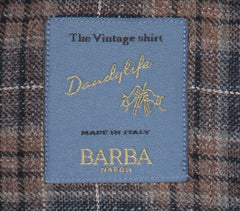 Barba Napoli Brown Plaid Cotton Shirt - Extra Slim - (BN330235) - Parent