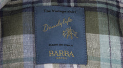 $375 Barba Napoli Green Plaid Linen Shirt - Extra Slim - (BN115262) - Parent