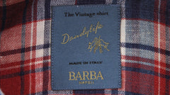 $375 Barba Napoli Red Plaid Linen Shirt - Extra Slim - (BN115261) - Parent