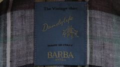 $375 Barba Napoli Purple Plaid Linen Shirt - Extra Slim - (BN9162513) - Parent