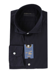 $375 Barba Napoli Dark Blue Solid Shirt - Extra Slim - 15/38 - (BN916253)