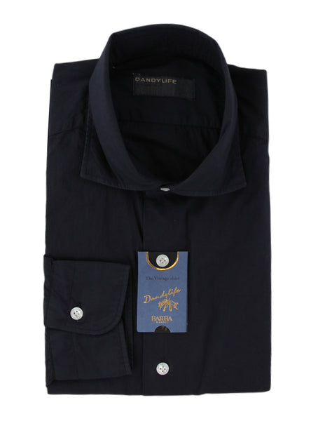 $375 Barba Napoli Dark Blue Solid Shirt - Extra Slim - (BN916254) - Parent