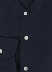 $375 Barba Napoli Dark Blue Linen Shirt - Extra Slim - (BN115269) - Parent