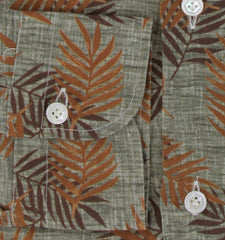 $375 Barba Napoli Green Floral Linen Shirt - Extra Slim - (BN115265) - Parent