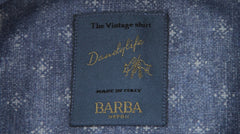 $375 Barba Napoli Blue Linen Blend Shirt - Extra Slim - (BN1152610) - Parent