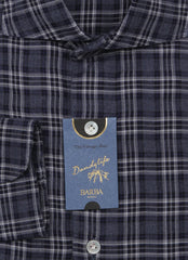 Barba Napoli Dark Blue Plaid Shirt - Extra Slim - (BN330233) - Parent