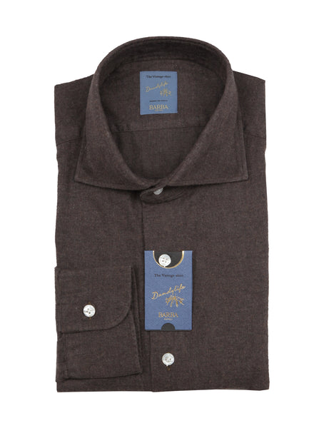 Barba Napoli Brown Solid Cotton Shirt - Extra Slim - (BN11122219) - Parent