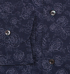 Barba Napoli Dark Blue Floral Shirt - Extra Slim - (BN330237) - Parent