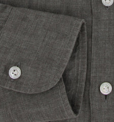 $375 Barba Napoli Gray Solid Linen Shirt - Extra Slim - (BN1231252) - Parent