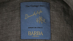 $375 Barba Napoli Gray Solid Linen Shirt - Extra Slim - (BN1231252) - Parent