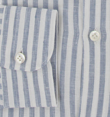 $375 Barba Napoli Light Blue Linen Shirt - Extra Slim - (BN115267) - Parent