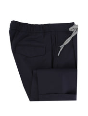 $450 Barba Napoli Dark Blue Solid Wool Blend Pants - Slim - 30/46 - (BN63262)