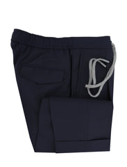 $450 Barba Napoli Navy Blue Solid Wool Blend Pants - Slim - 30/46 - (BN63265)
