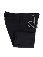 $450 Barba Napoli Midnight Navy Blue Wool Blend Pants - Slim - (BN63264) - Parent
