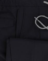$450 Barba Napoli Midnight Navy Blue Wool Blend Pants - Slim - (BN63264) - Parent
