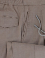 $450 Barba Napoli Light Brown Solid Wool Blend Pants - Slim - (BN63268) - Parent